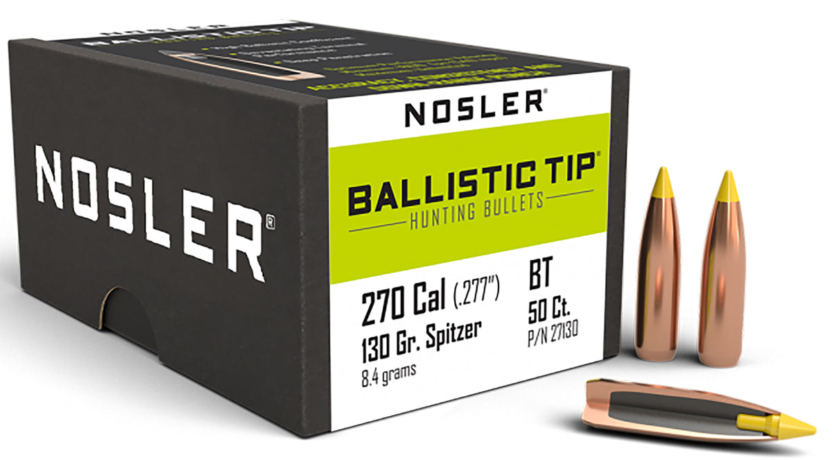 Nosler 27130 Ballistic Tip .270 Cal 130 Grain Polymer Tip Spitzer 50/Box