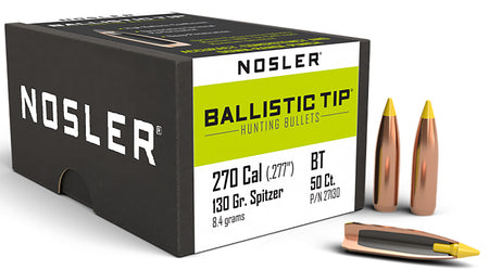 Nosler 27130 Ballistic Tip .270 Cal 130 Grain Polymer Tip Spitzer 50/Box