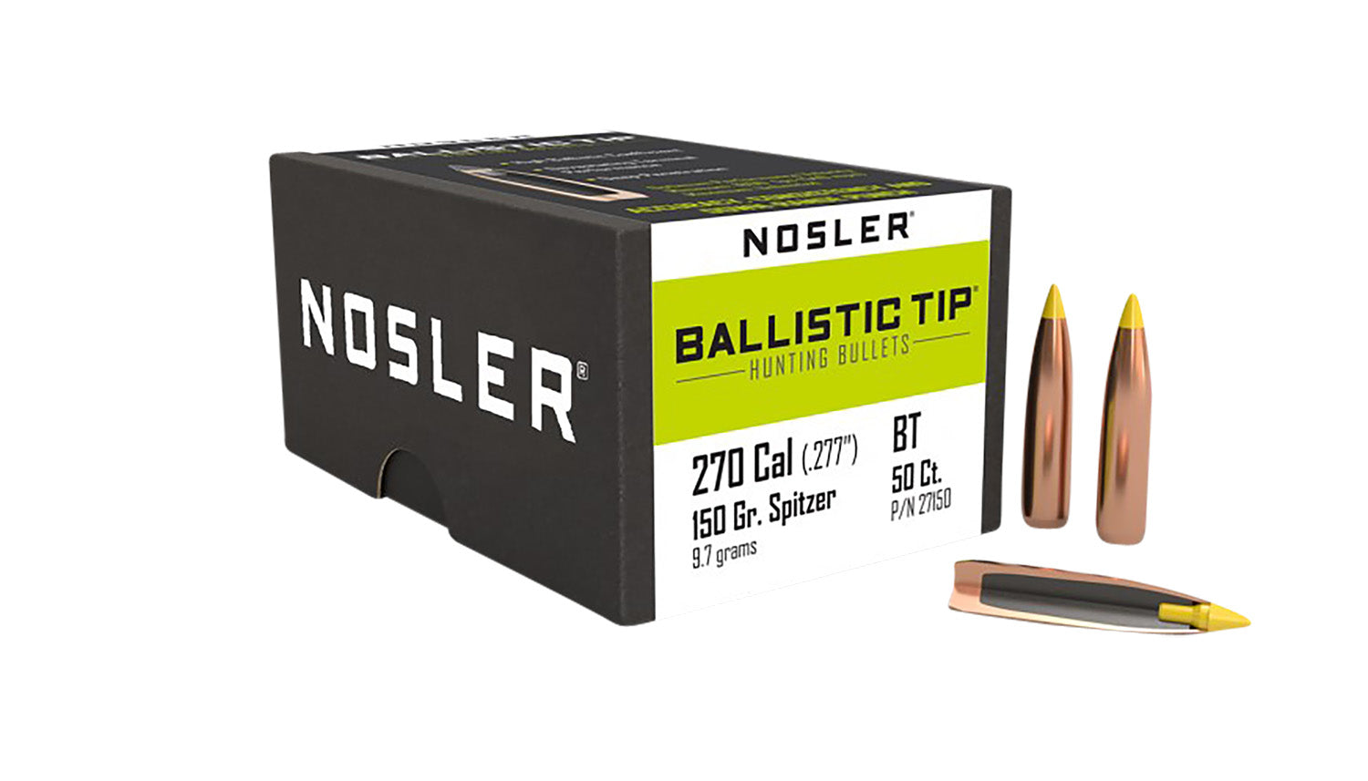 Nosler 27150 Ballistic Tip .270 Cal 150 Grain Polymer Tip Spitzer 50/Box