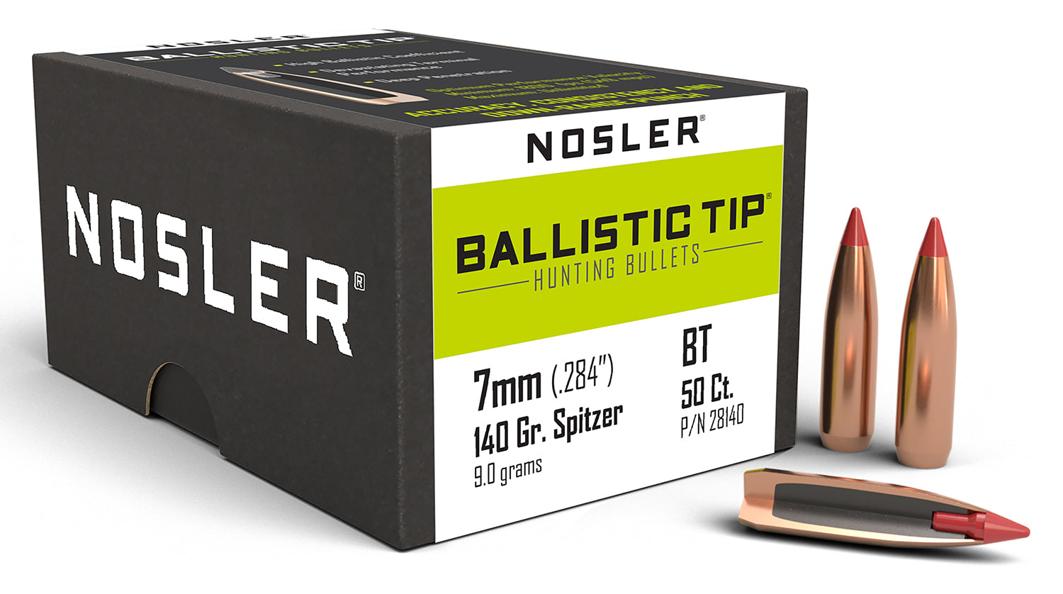 Nosler 28140 Ballistic Tip 7mm 140 Grain Polymer Tip Spitzer 50/Box