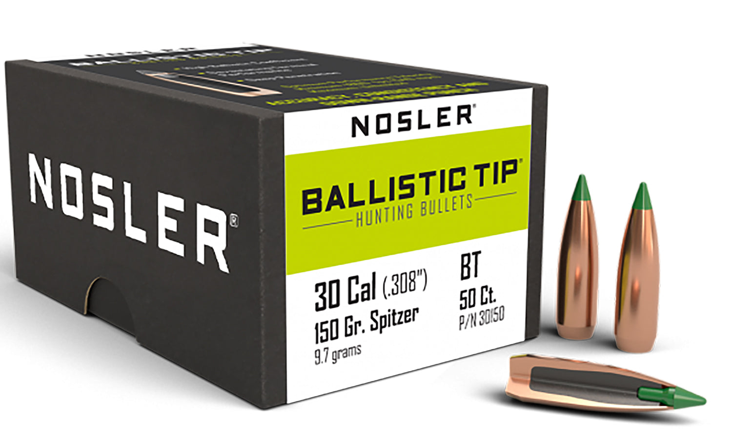 Nosler 30150 Ballistic Tip .30 Cal 150 Grain Polymer Tip Spitzer 50/Box