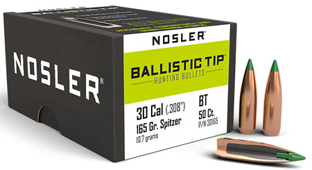 Nosler 30165 Ballistic Tip .30 Cal 165 Grain Polymer Tip Spitzer 50/Box