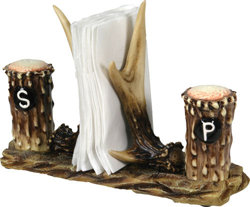 Rivers Edge Antler Napkin Holder and Salt & Pepper Shaker Set