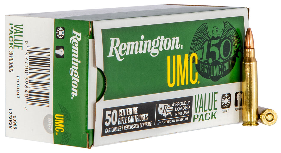 Remington UMC Value Pack Full Metal Jacket 55 Grain .223 Remington 3240 fps 047700398402