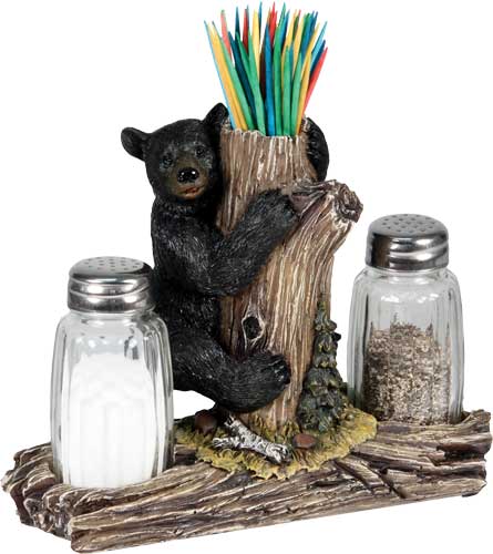 Rivers Edge Bear Salt Pepper Shaker and Toothpick Holder Set