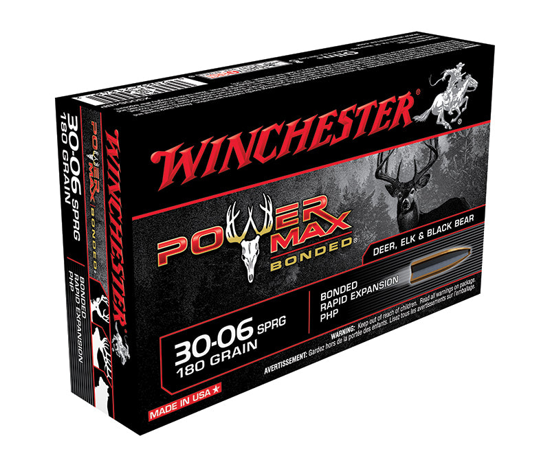 Winchester .30-06 Springfield Power Max Bonded 180 grain Bonded Rapid Expansion Protected Hollow Point ammunition