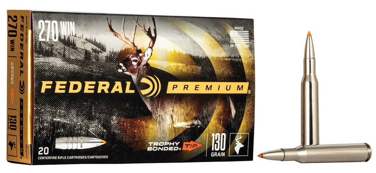 Federal Premium Trophy Bonded Tip 130 Grain .270 Winchester 3060 fps 029465099589