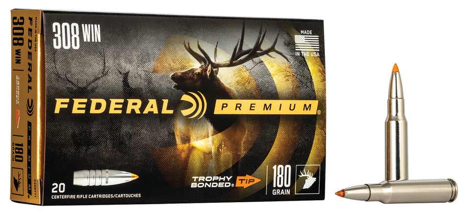 Federal Premium Trophy Bonded Tip 180 Grain .308 Win / 7.62x51mm 2620 fps 029465099510