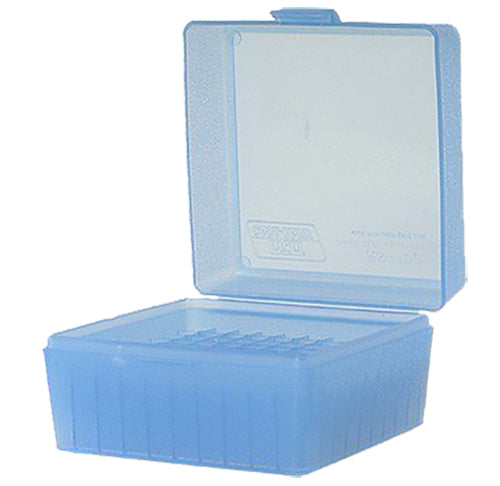 MTM Case-Gard RS10024 Clear Blue 100 Round Multi-Caliber Rifle Flip-Top Ammo Box