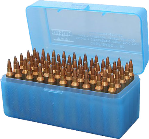 MTM Case-Gard RLLD5024 Clear Blue 50 Round Multi-Caliber Rifle Ammo Storage Box