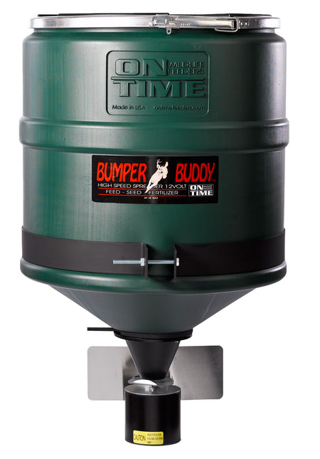 On Time 22000 Bumper Buddy ATV Feeder Spreader, 20 Gallon, 4-20 Foot Spread, Universal ATV Mount, Green