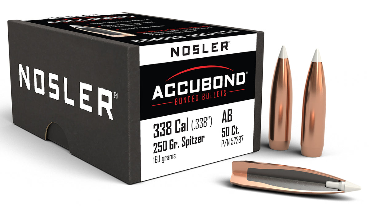 Nosler 57287 AccuBond .338 Cal 250 Grain Spitzer Point Bullets 50/Box