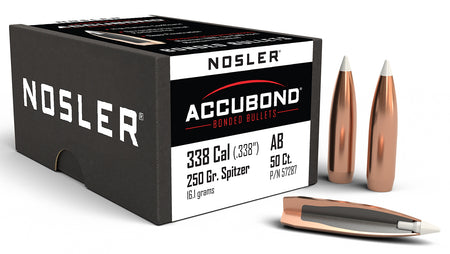 Nosler 57287 AccuBond .338 Cal 250 Grain Spitzer Point Bullets 50/Box