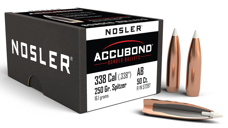 Nosler 57287 AccuBond .338 Cal 250 Grain Spitzer Point Bullets 50/Box
