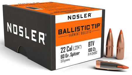 Nosler 34992 Ballistic Tip .22 Cal 60 Grain Spitzer Bullets 100/Box