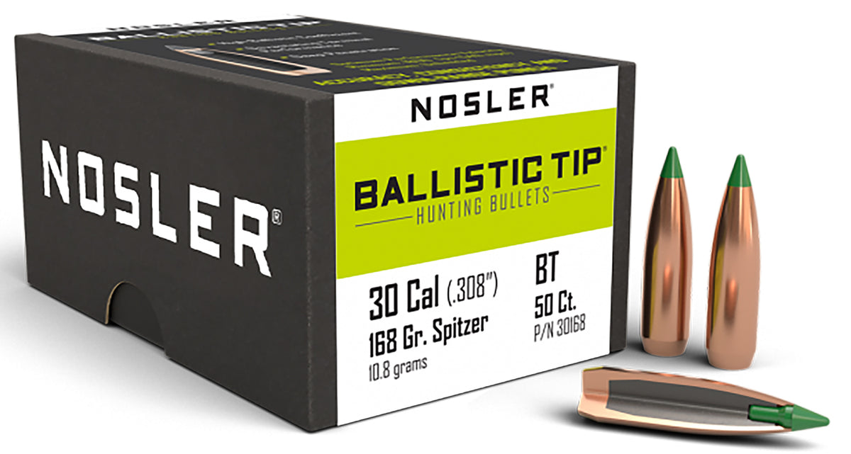 Nosler 30168 Ballistic Tip .30 Cal 168 Grain Polymer Tip Spitzer Bullets 50/Box