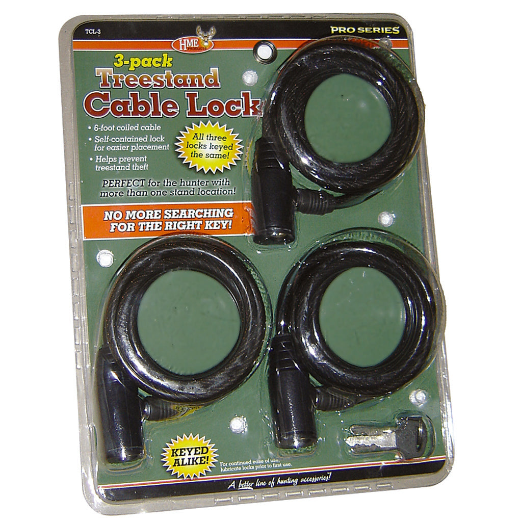HME 3-Pack Treestand Cable Locks Self-Contained