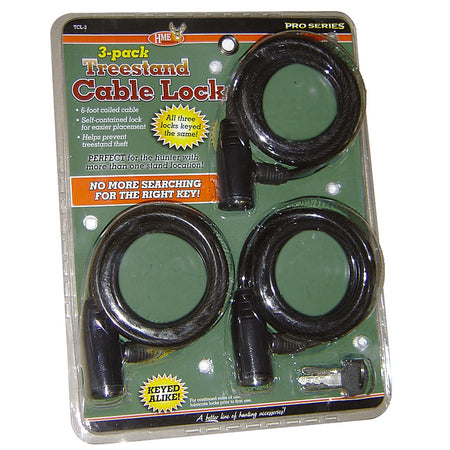 HME 3-Pack Treestand Cable Locks Self-Contained