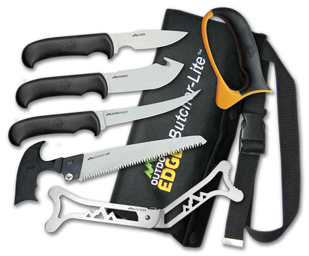 Outdoor Edge BL1 ButcherLite Complete Hunting Knife Set 420J2 Stainless Steel Blades Black FRN Handle