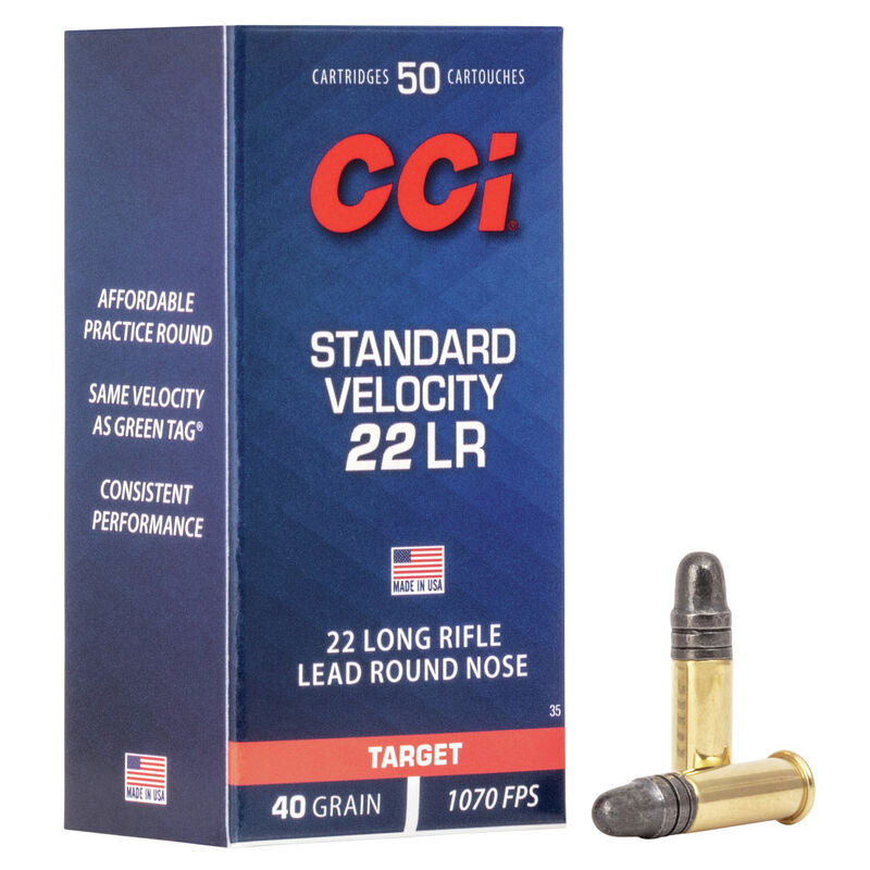 CCI .22 Long Rifle Standard Velocity 40 grain Lead Round Nose ammunition