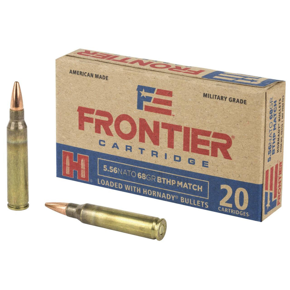 Frontier Cartridge 5.56x45mm NATO Lake City Military Grade 68 grain Hollow Point Boat Tail Match ammunition