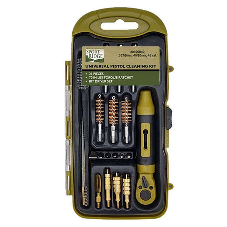 Sport Ridge 23-Piece Pistol Cleaning Kit for 357 9MM 40 10MM 45 with Ratchet
