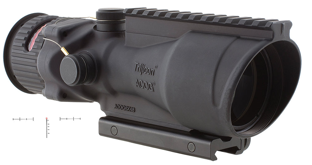 Trijicon 100006 ACOG Black Hardcoat 6x48mm Red Chevron Illuminated .50 BMG Riflescope