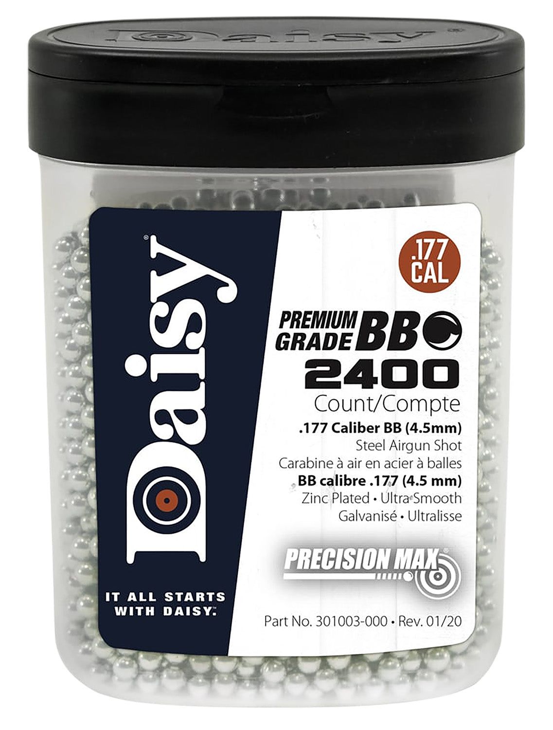 Daisy PrecisionMax Premium .177 Cal 4.5mm Steel Airgun BBs 2400/Bottle