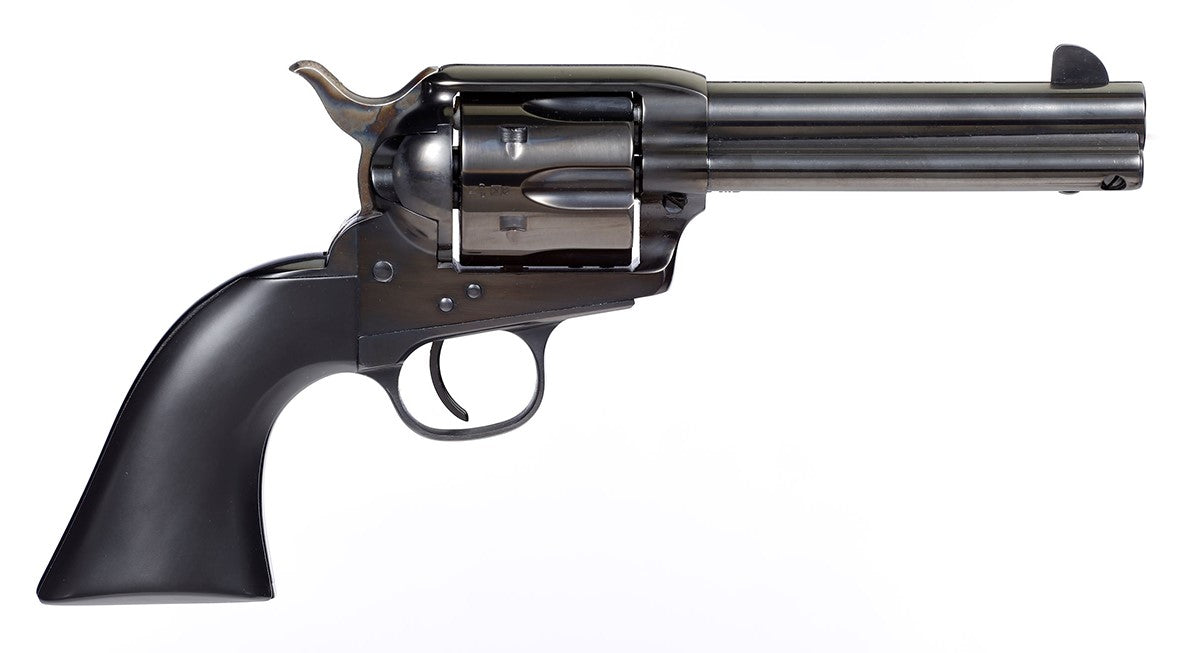 Taylors & Company 555162 Devil Anse 357 Mag Caliber with 4.75" Blued Finish Barrel, 6rd Capacity Blued Finish Cylinder, Color Case Hardened Finish Steel Frame & Matte Black Wood Grip