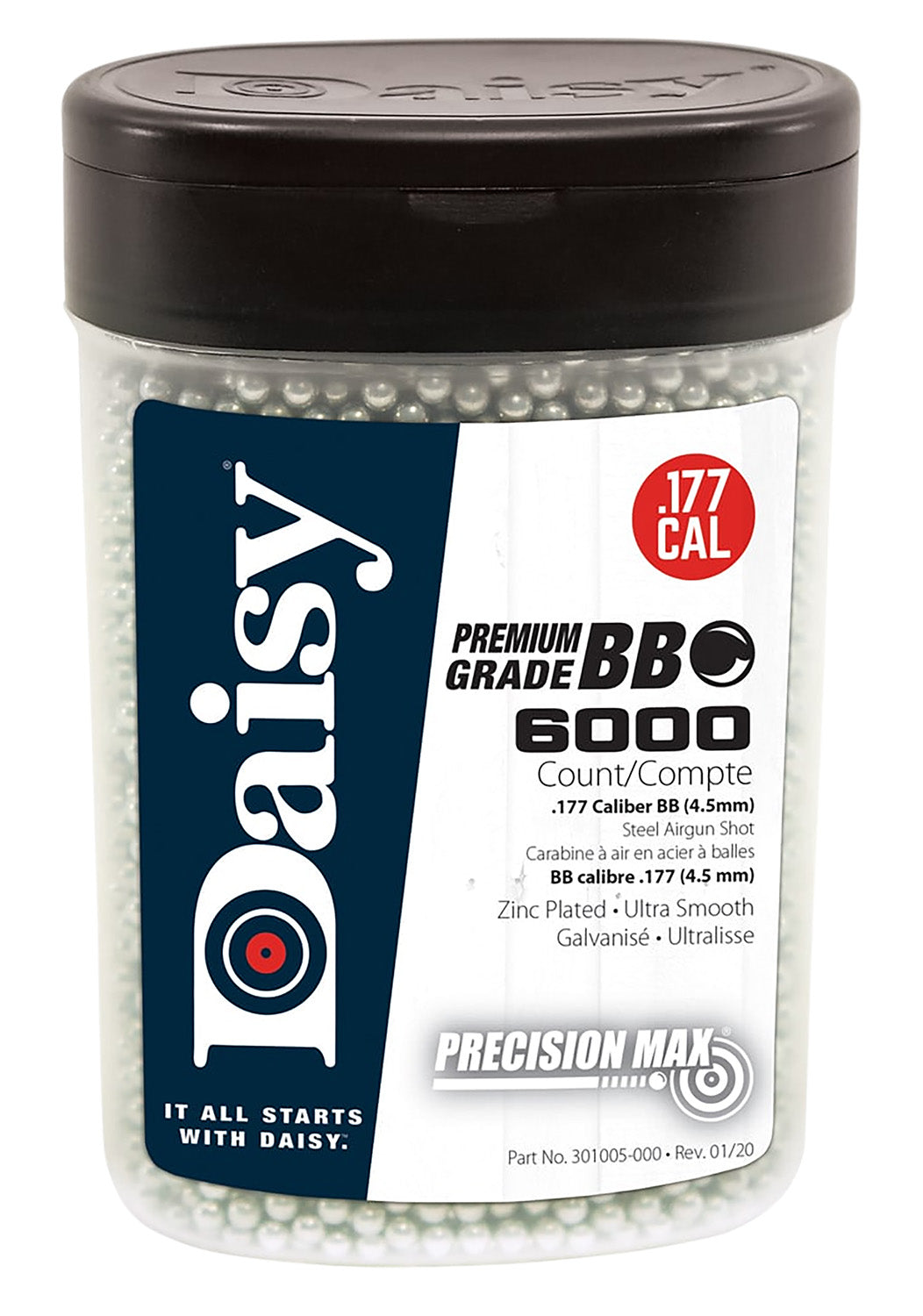 Daisy PrecisionMax Premium .177 Cal Steel Airgun BBs 6000/Bottle