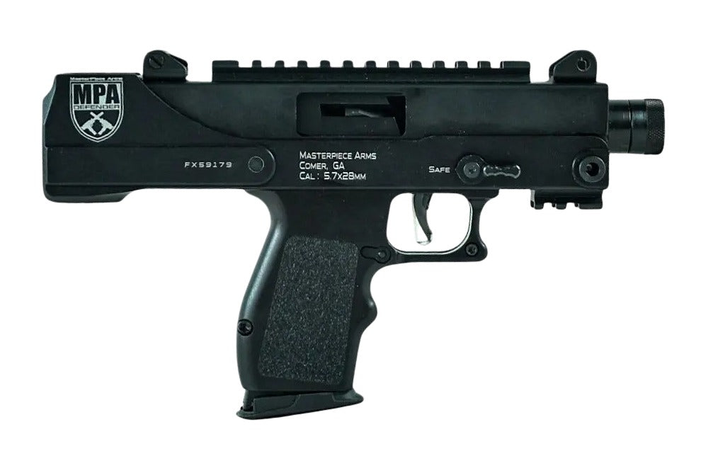 MasterPiece Arms 57DMG Defender 5.7x28mm 20+1 5" Threaded Barrel w/Muzzle Brake, Machined Aluminum Lower Receiver w/Picatinny Accessory Rail, Compatible w/FN 57 20rd & 30rd Magazines, Aluminum Grips