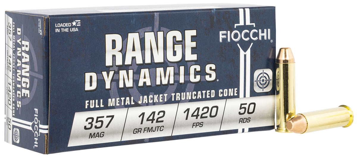 Fiocchi .357 Magnum Range Dynamics 142 grain Full Metal Jacket Truncated Cone ammunition