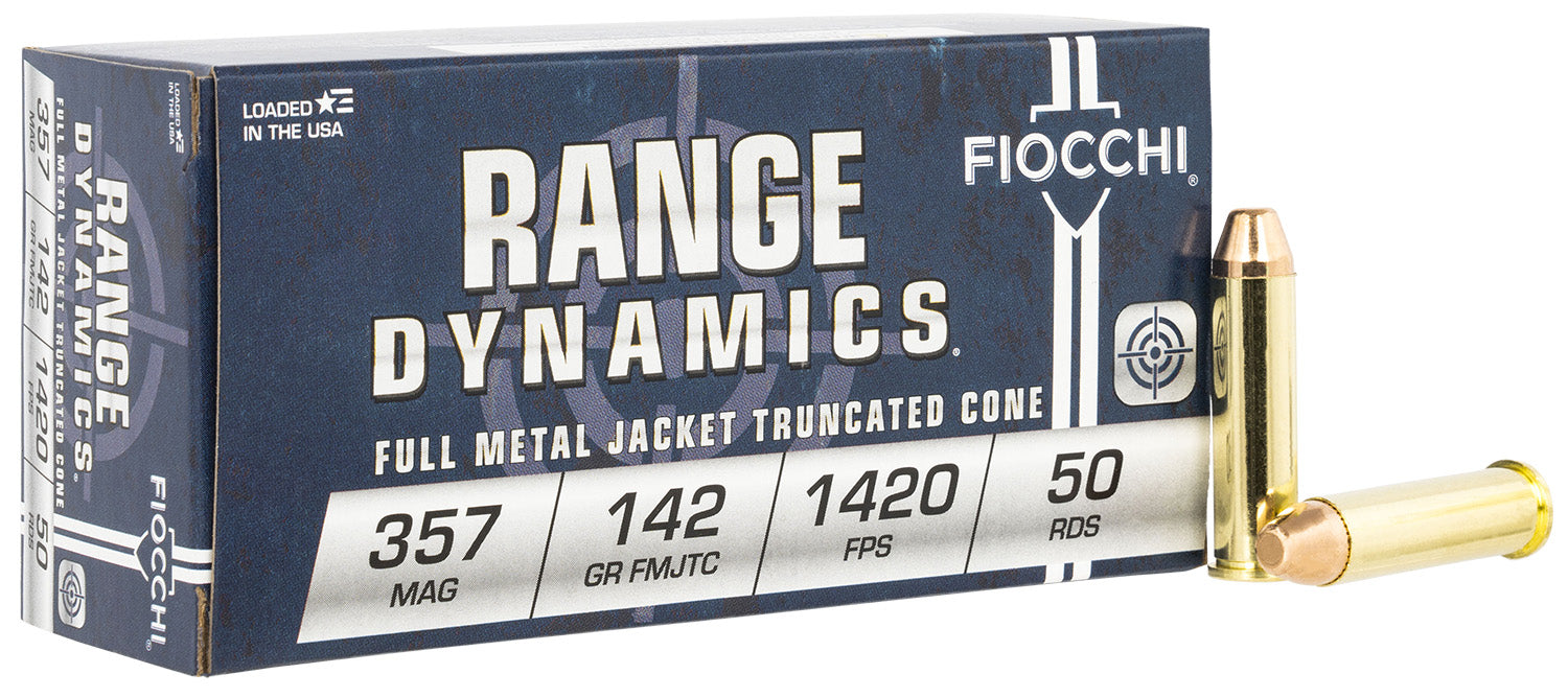 Fiocchi .357 Magnum Range Dynamics 142 grain Full Metal Jacket Truncated Cone ammunition