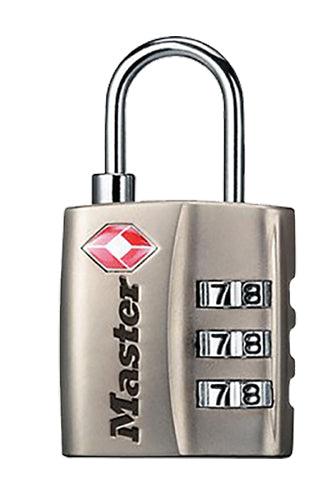 Master Lock 4680DNKL TSA Combination Padlock Resettable Nickel Steel