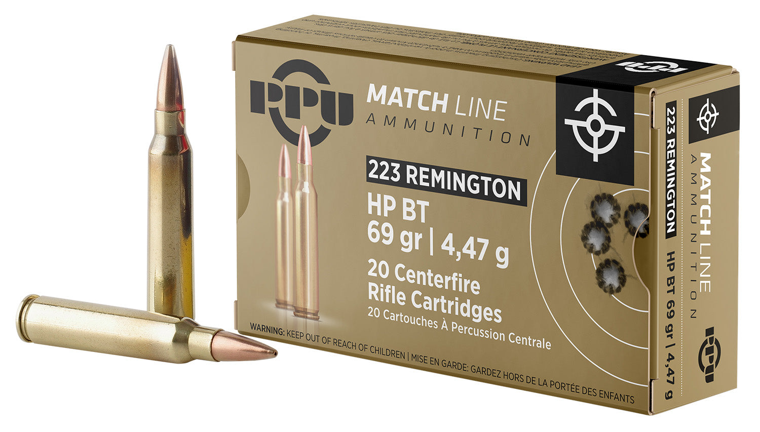 Prvi Partizan Match Hollow Point Boat Tail 69 Grain .223 Remington 2855 fps 8605003812104