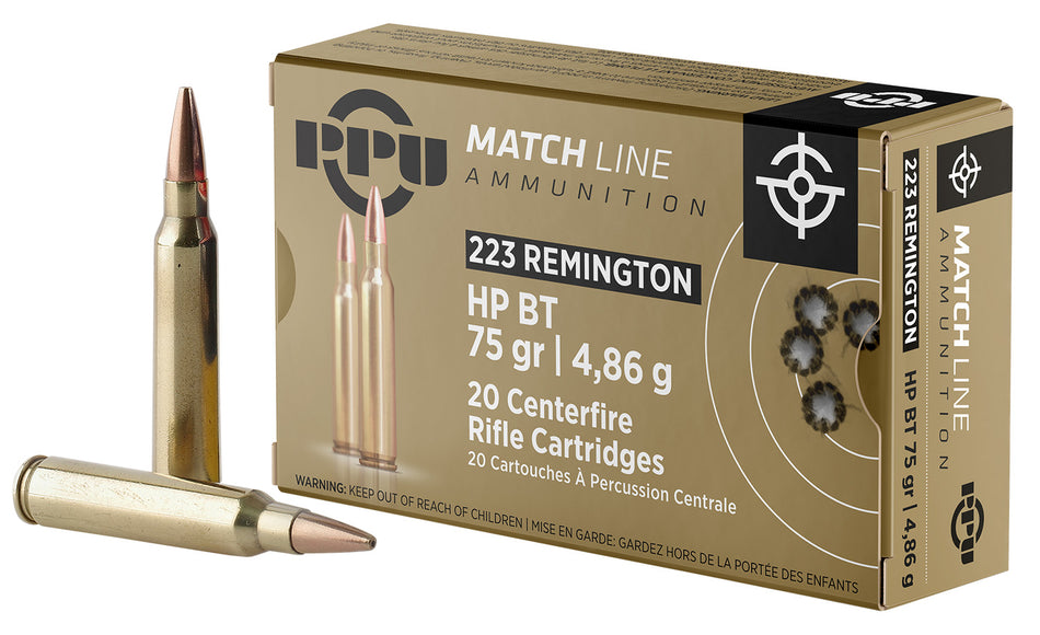 Prvi Partizan Match Hollow Point Boat Tail 75 Grain .223 Remington 2720 fps 8605003812111