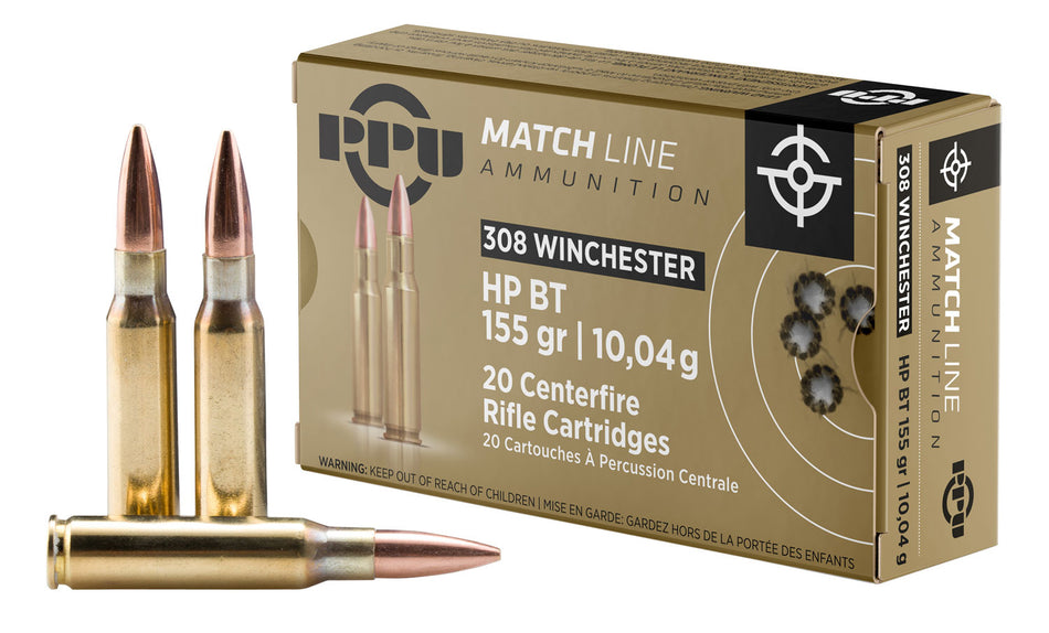 Prvi Partizan .308 Win / 7.62x51mm Match 155 grain Hollow Point Boat Tail ammunition
