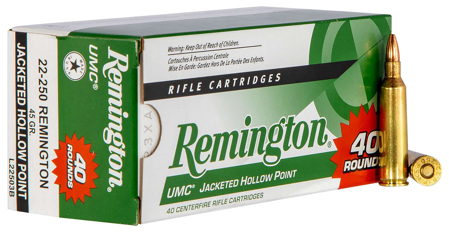 Remington UMC Value Pack Jacketed Hollow Point 45 Grain .22-250 Remington 4000 fps 047700363103