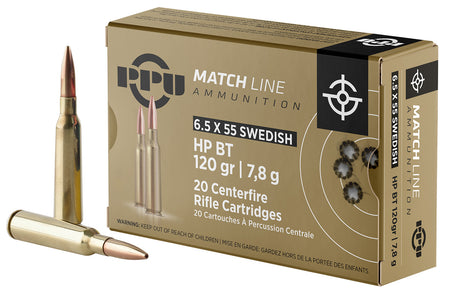 Prvi Partizan 6.5x55mm Swedish Match 120 grain Hollow Point Boat Tail ammunition