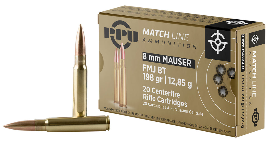 Prvi Partizan 8mm Mauser Match 200 grain Full Metal Jacket Boat Tail ammunition