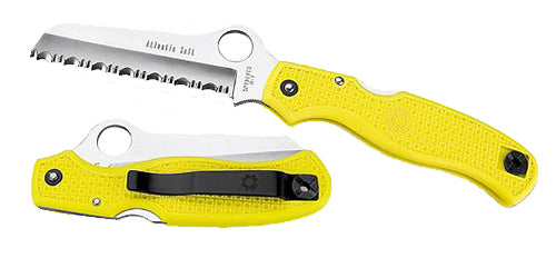 Spyderco C89SYL Atlantic Salt Folding Knife 3.69" H2 Steel Serrated Sheepsfoot Blade Yellow FRN Handle & Clip