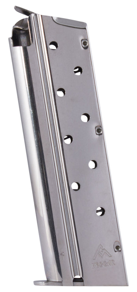 Mec-Gar 9rd 9mm Luger Nickel Standard Magazine for 1911 Government MGCGOV9LN