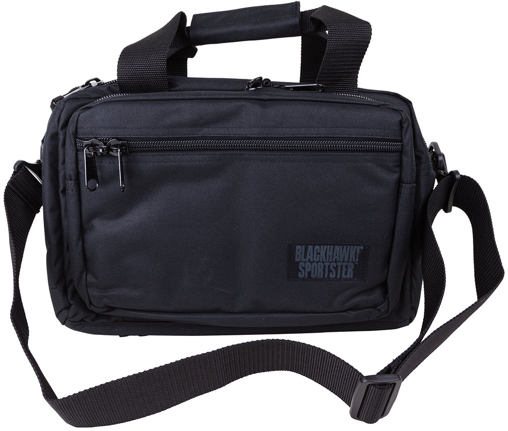 Blackhawk Sportster Deluxe Black PVC Laminate Range Bag Holds 2 Handguns 3 Large Compartments