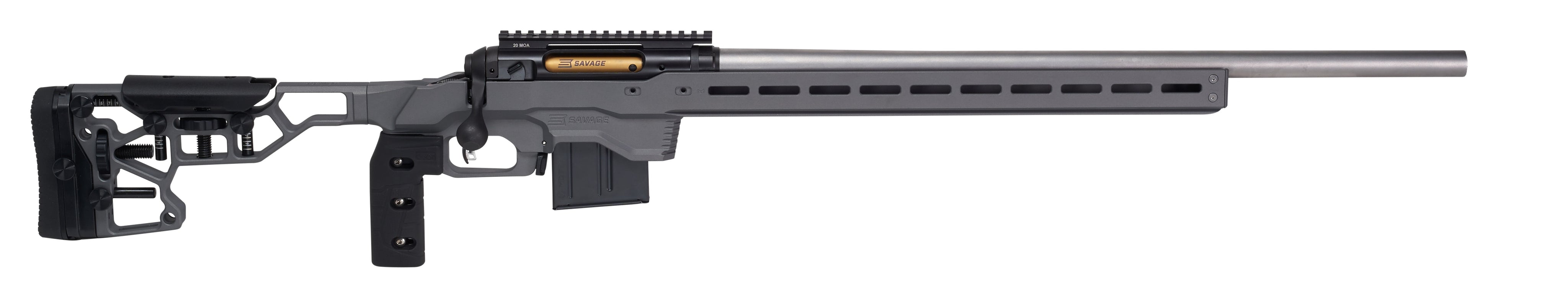 Savage Arms 57559 110 Elite Precision 300 Win Mag 5+1 30" Matte Stainless, Matte Black Rec, Gray Cerakote Adjustable MDT ACC Aluminum Chassis Stock (MB Not Included)