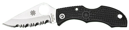 Spyderco LBKS3 Ladybug 3 Folding Knife 1.94" VG-10 Serrated Modified Clip Point SS Blade Black FRN Handle