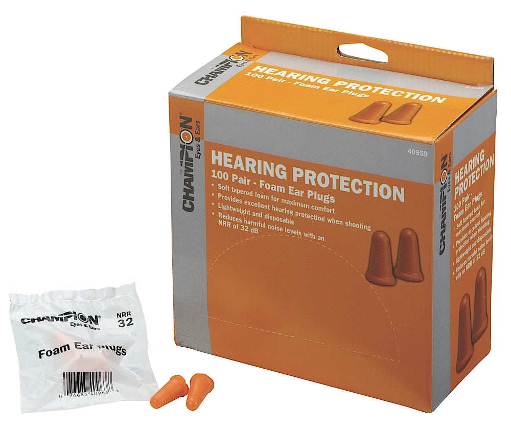 Champion Targets Molded Ear Plugs 32 dB In-The-Ear Contouring Soft Orange Foam 100 Pair
