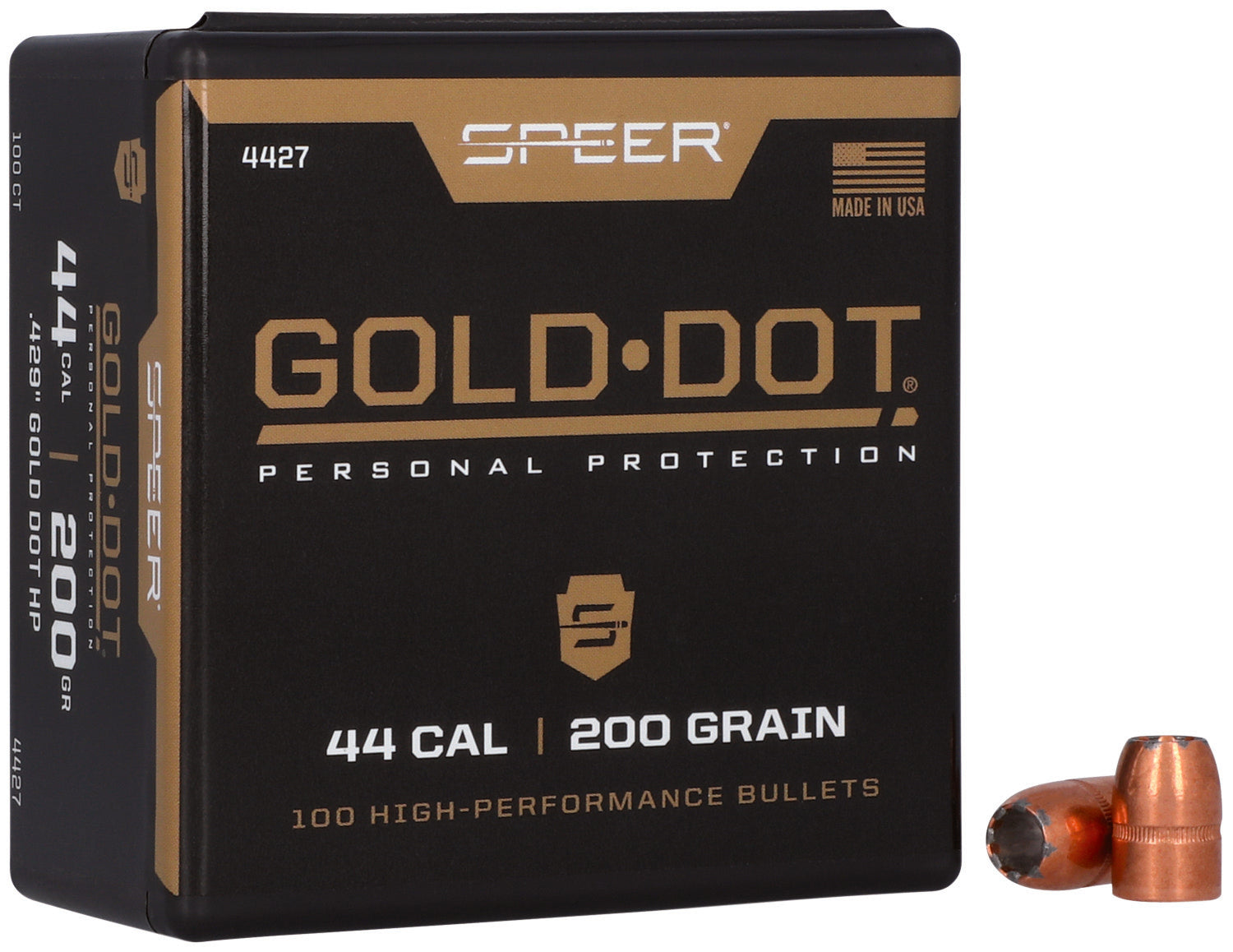 Speer 4427 Gold Dot .44 Caliber 200 Grain HP Reloading Bullets 50/Box