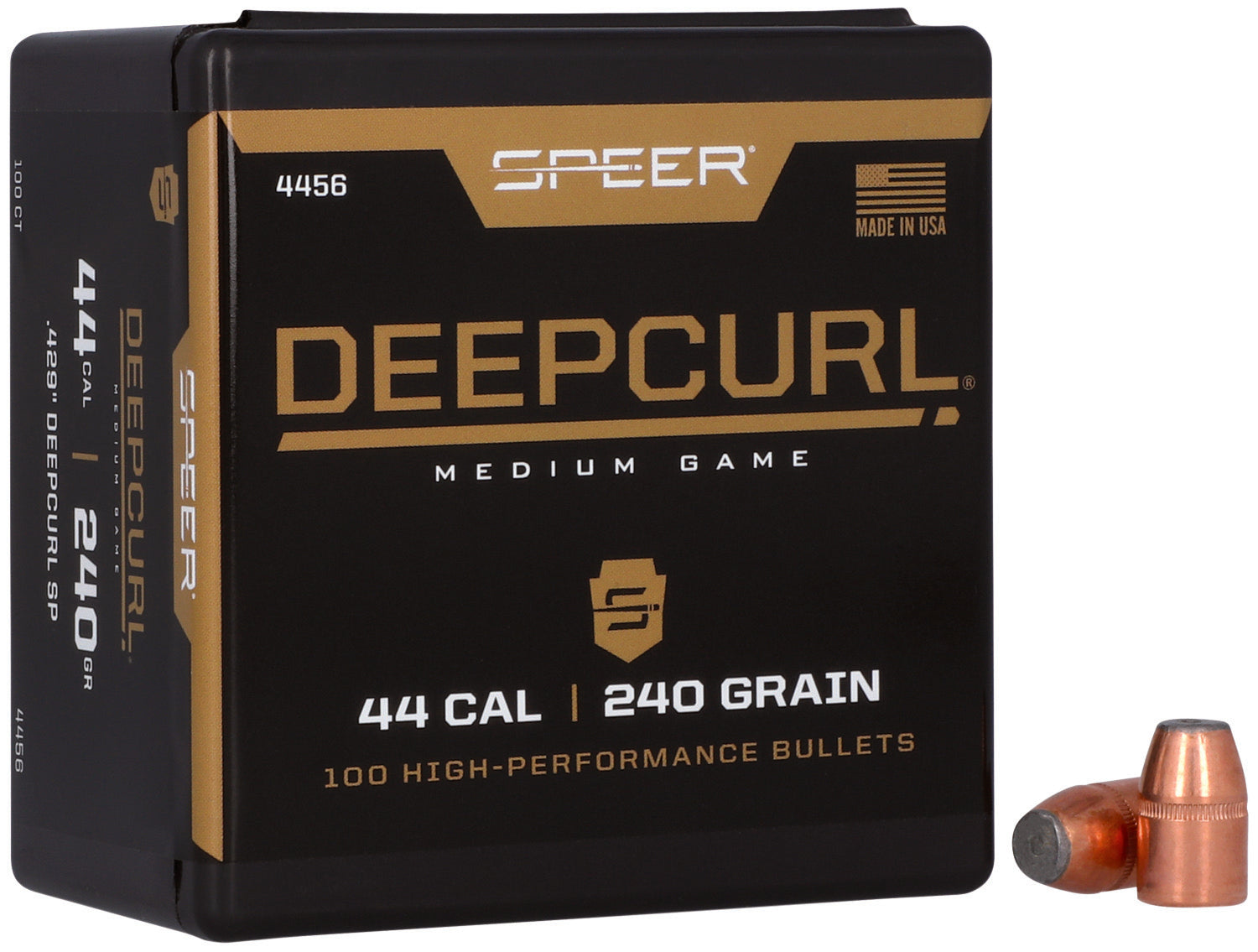 Speer 4456 DeepCurl .44 Caliber .429 Diameter 240 Grain SP Reloading Bullets 100/Box