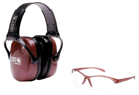 Women's Shooting Safety Combo 25 dB Dusty Rose/Black Earmuffs & Glasses by Howard Leight R01727