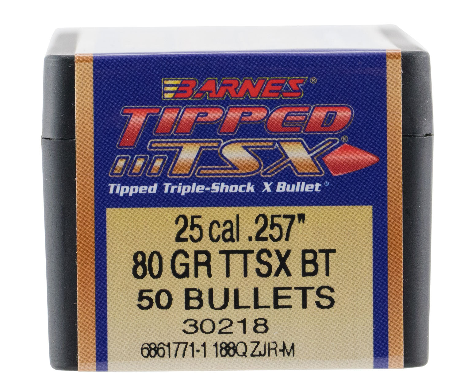 Barnes Tipped TSX 25Cal 80 Grain Boat Tail Reloading Bullet 50/Box